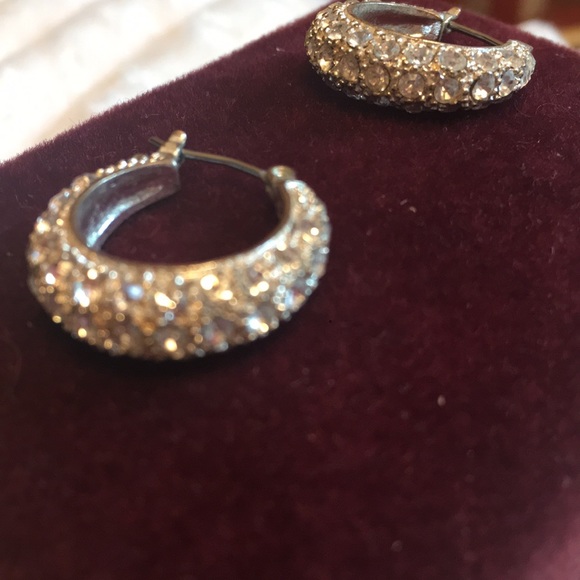 Silver Tone Rhinestone Hoops - Picture 4 of 4